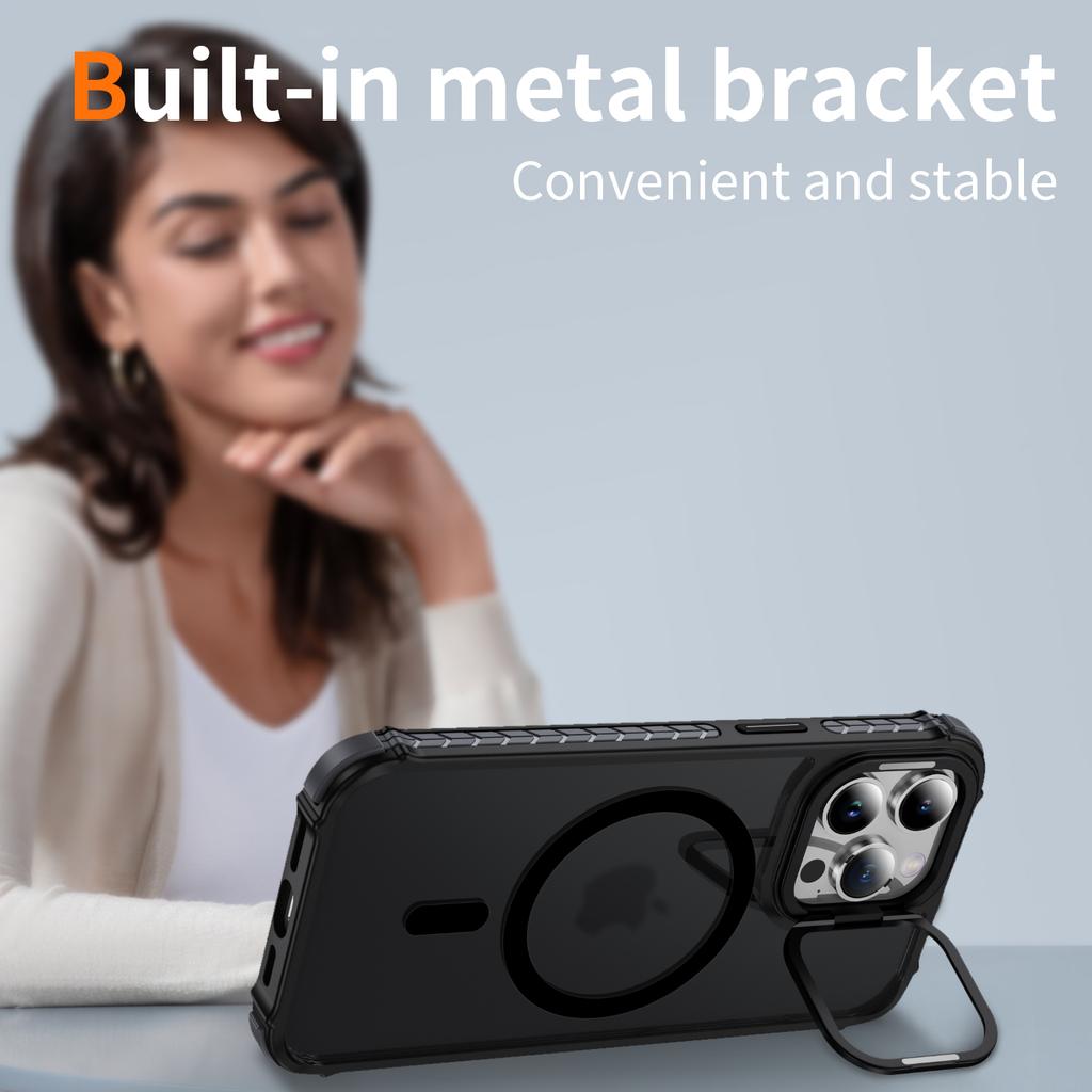 For iPhone 13 Pro Case with Lens Kickstand Matte Phone Back Cover Compatible with MagSafe