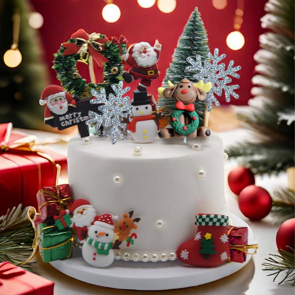 30 PCS Christmas Cake Decoration Snowman Cake Decoration Christmas Tree Christmas Cake Decorations Christmas Cupcake Toppers