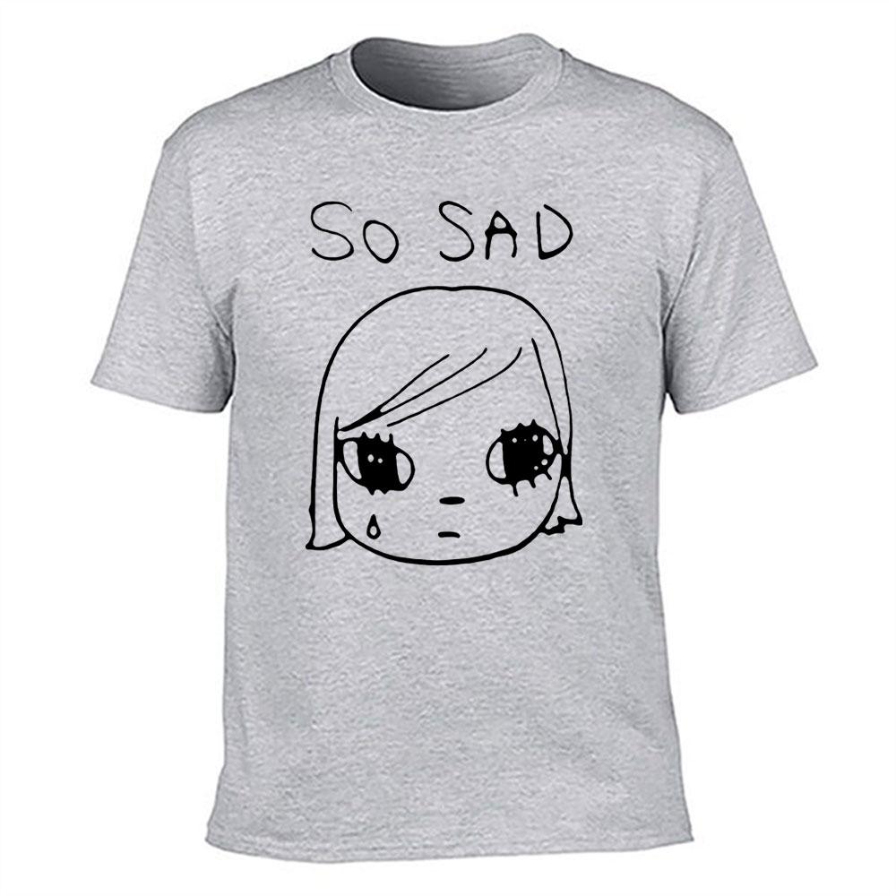 Unisexs 100 Cotton Tshirt So Sad Cartoon Graphic Print Crew Neck Casual Short Sleeve Tee