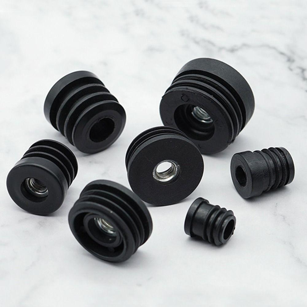 Plastic Pipe Inner Plug Black Furniture Adjustable Feet Dust Cover Nut Hole Plug Table Chair