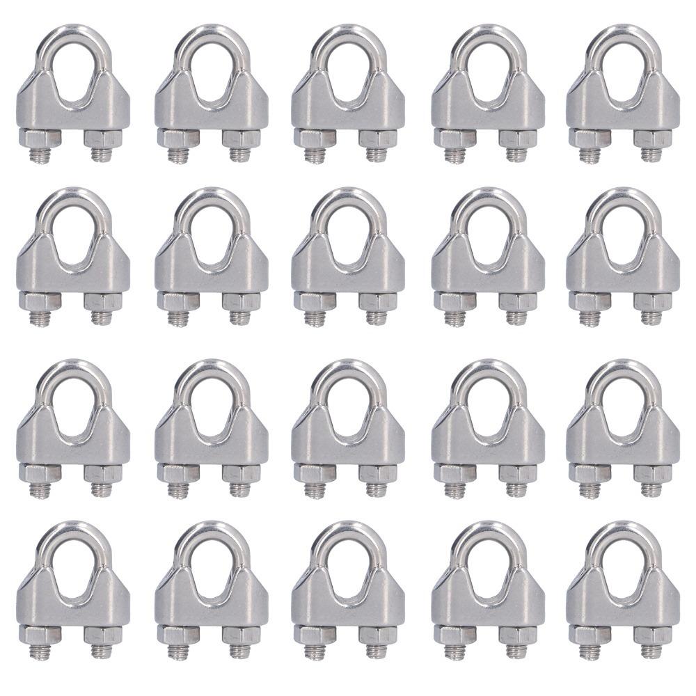 20Pcs 304 Stainless Steel Wire Rope Clamp 1/16 Inch Rigging Cable Clip Hardware Rigging