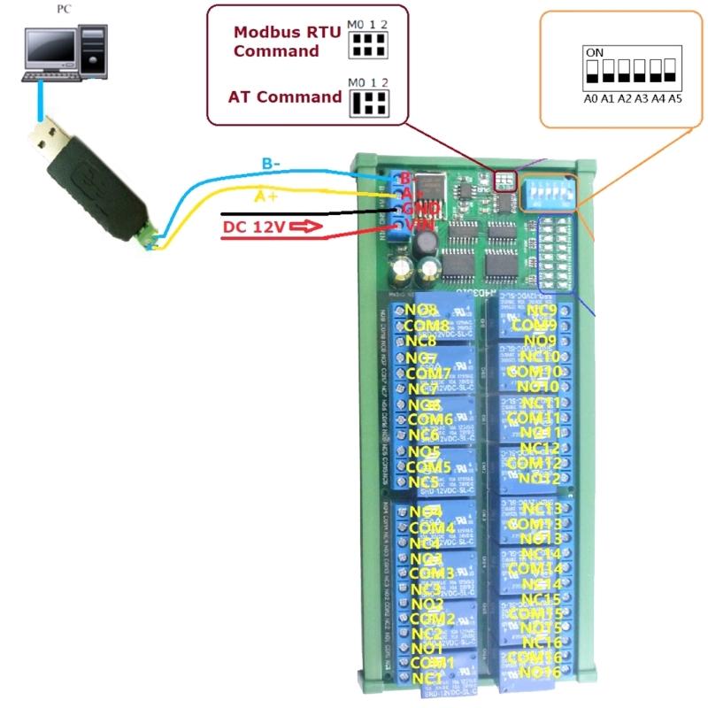 16-канальный релейный модуль RS485 с управлением Modbus RTU, плата управления умным домом для PTZ-камеры и управления двигателями