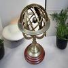 Brass Armillary Sphere On Elegant Wooden Base Décor Accent for Your Home Décor