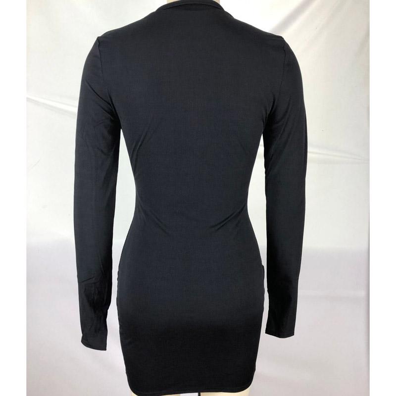 Женское мини-повседневное платье, сексуальное облегающее платье с V-образным вырезом и длинными рукавами