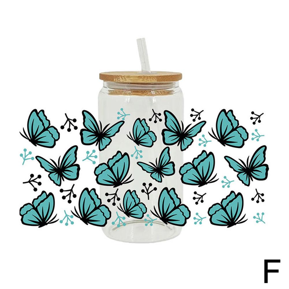 Цветок 16 унций УФ DTF чашка переносные наклейки на заказ водонепроницаемая банка 1 шт. стекло DIY Lab O1D9