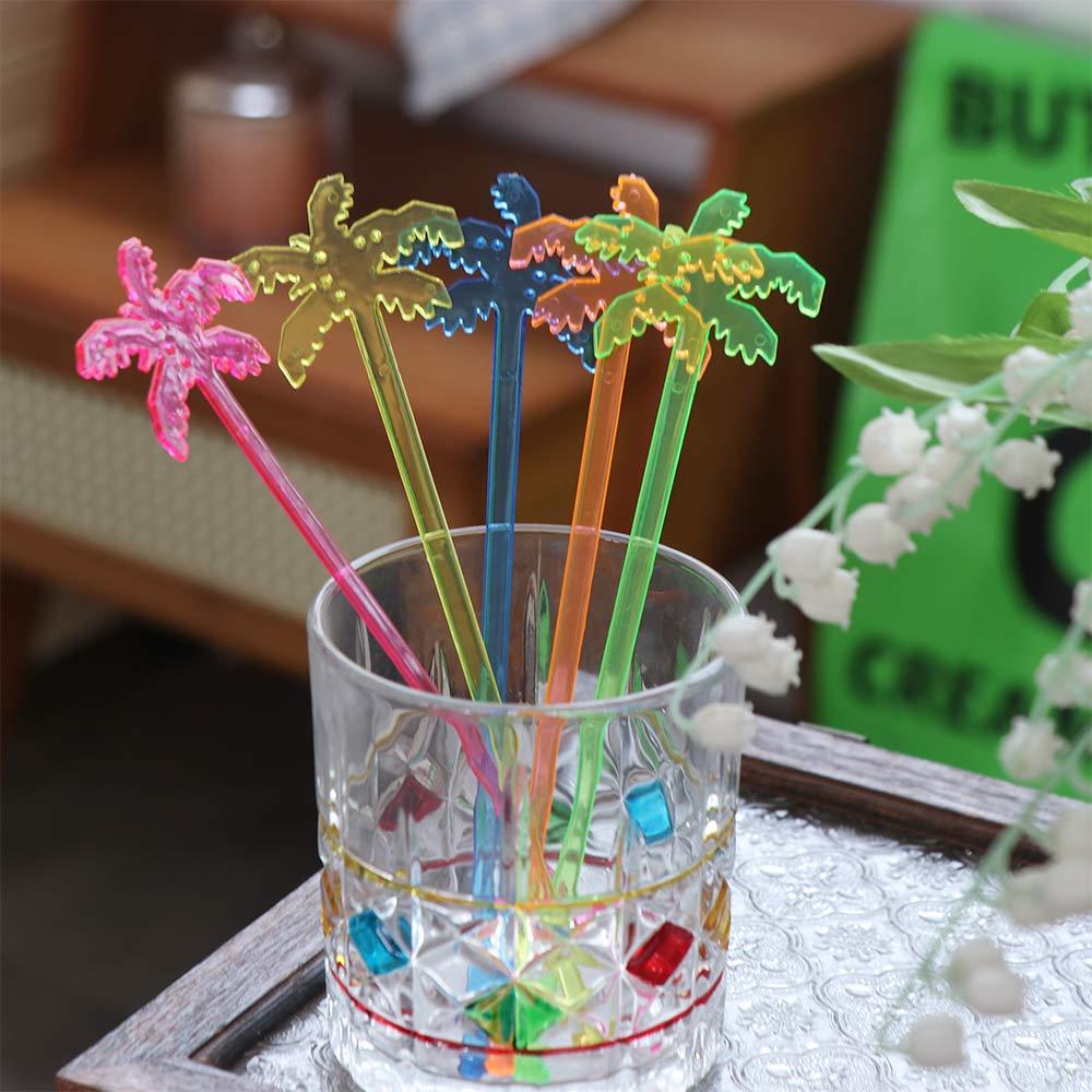 50pcs Colorful Coffee Beverage Stirrer Tropical Summer Juice Drink Stirrers Party Favors
