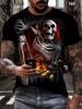 Punk Style Etro Men's T-shirt Horror Skull 3D Print T-Shirt Summer Crew Neck Short Sleeve Fashion Oversized Tees Men' Clothing