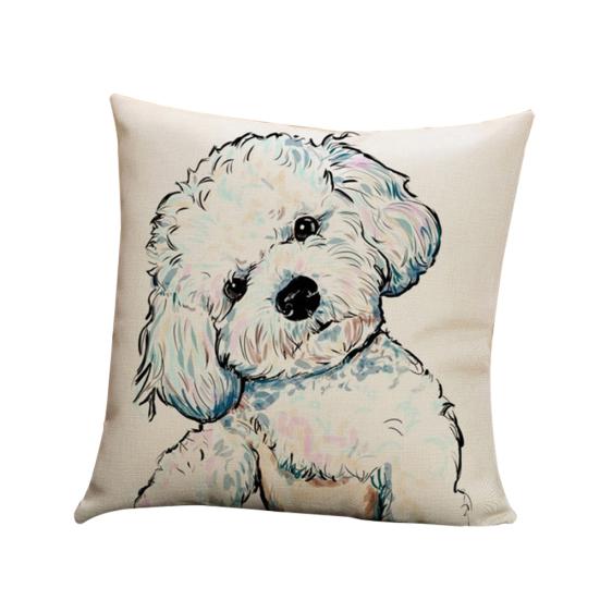 Fashion Cartoon Dog Waist Throw Cushion Cover Linen Pillow Case Home Sofa