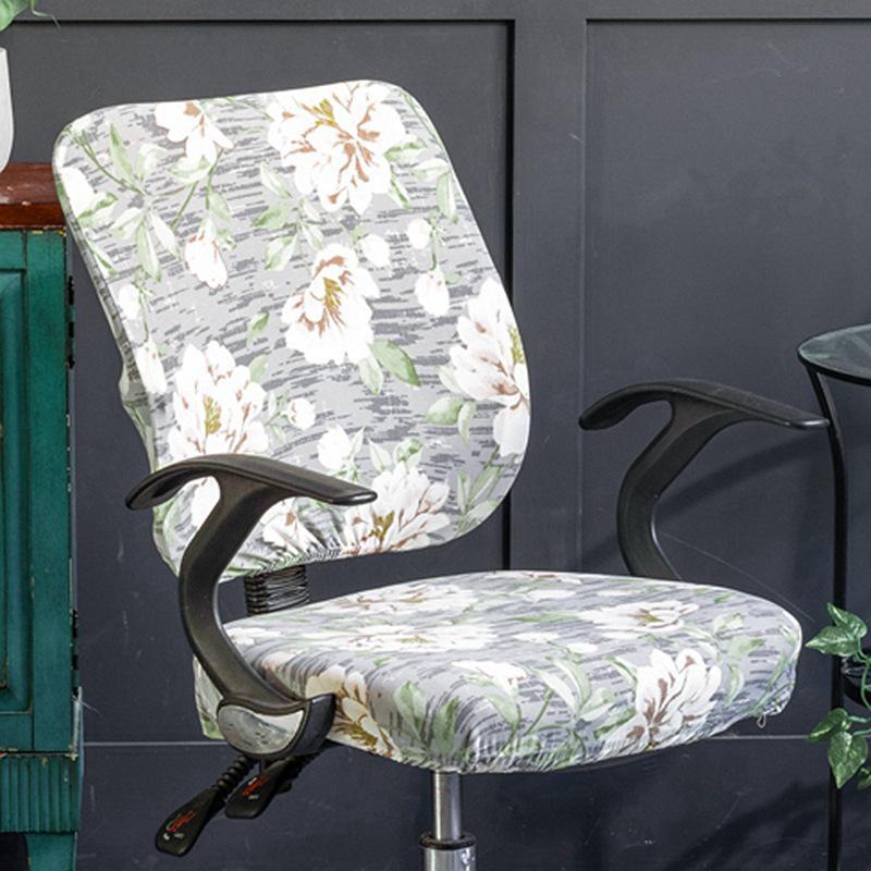 Чехол на вращающееся офисное кресло и подушку из эластичной ткани с принтом