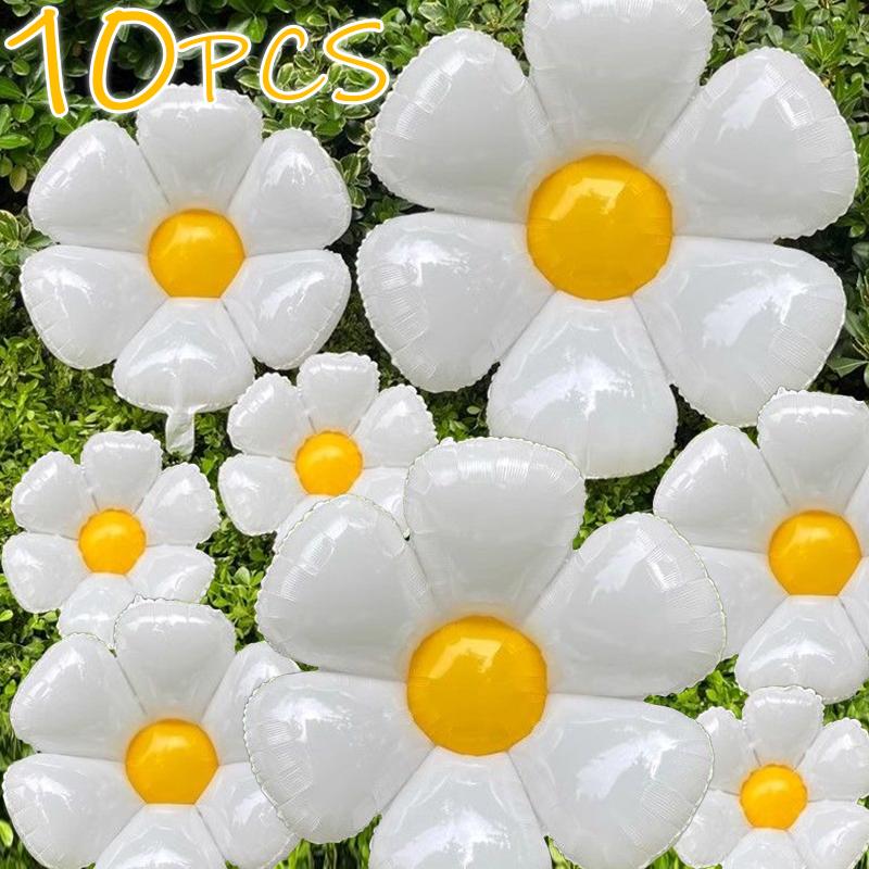 10 Daisy Balloons Huge White Flower Aluminum Foil Balloons for Birthday Baby Showers Wedding Daisy Party Decorations