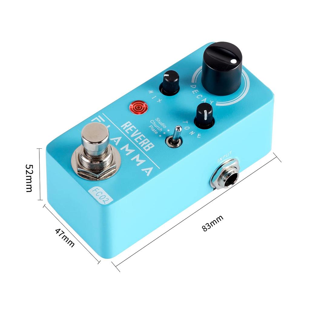 FLAMMA FC02 Mini Reverb Pedal Digital Guitar Pedal 3 Reverb Effect Church Plate Studio with True Bypass