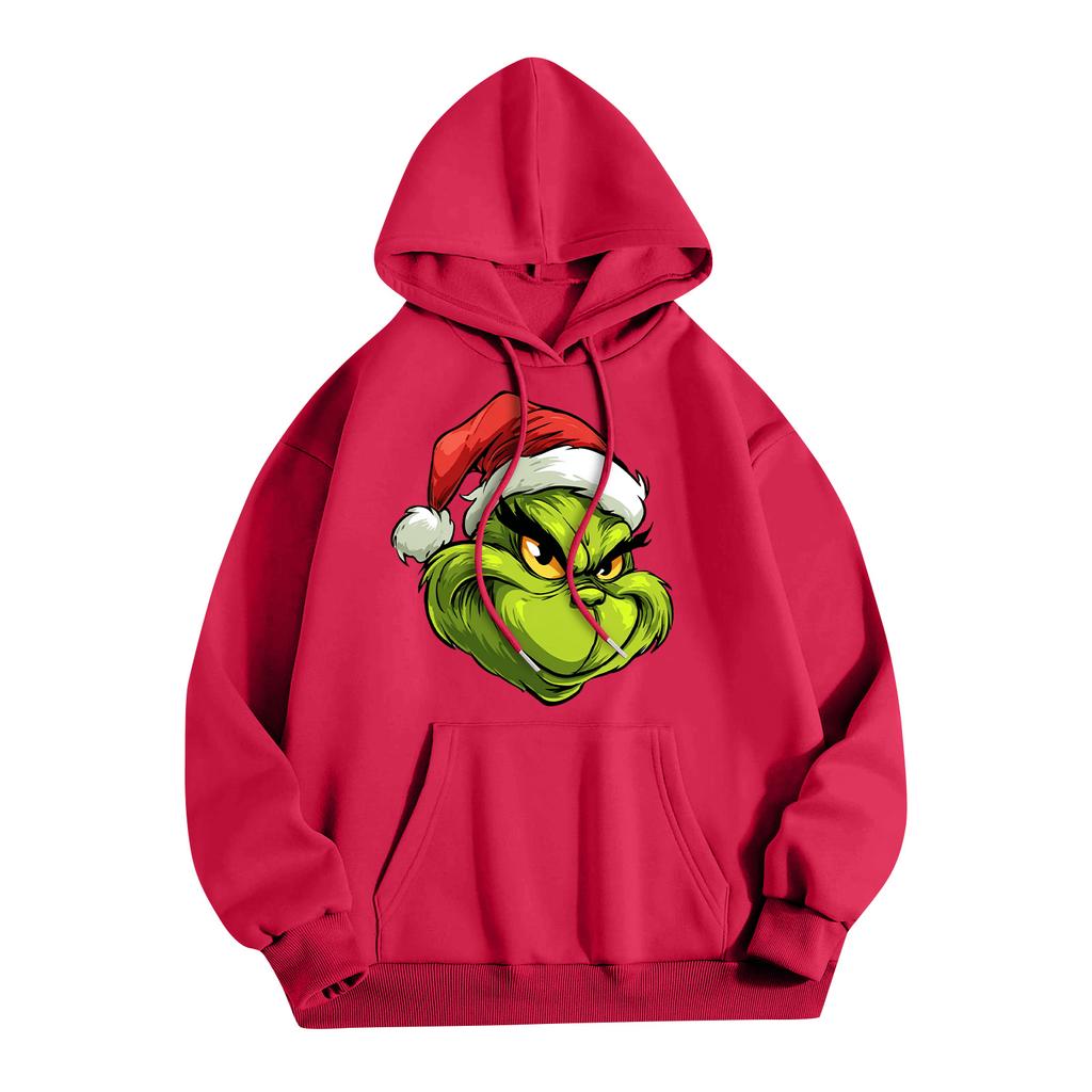 Женская модная повседневная толстовка с капюшоном и карманами с рождественским принтом