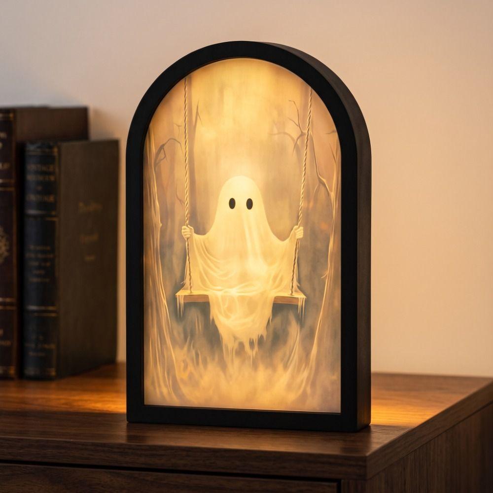 Illuminated Light Up Ghost Mirror Ghost Shaped LED Wall Mirror Gothic Horror
