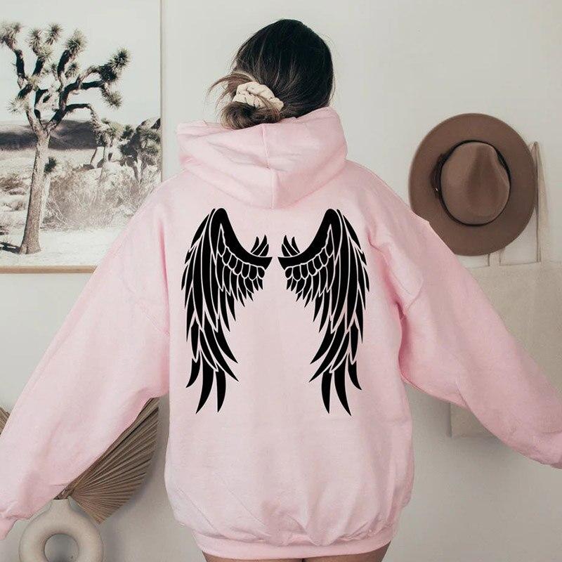 Wings Hoodie Women Hoody Sweatshirts Pullovers Quote Unisex Street Style Pure Cotton Aesthetic Top Jumper Fit Hoodies
