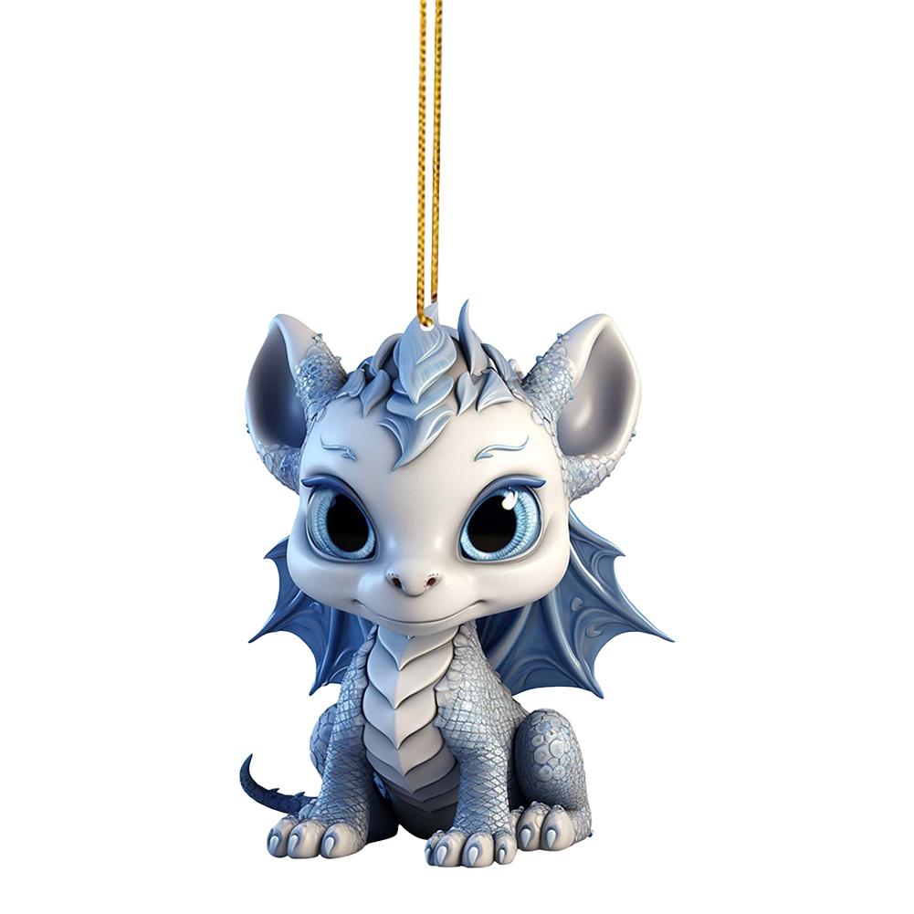 Christmas Tree Pendant Cute Dragon Baby Hanging Pendant Window Decor 2D Christmas Decoration Dragon Statue Ornament Party Gift