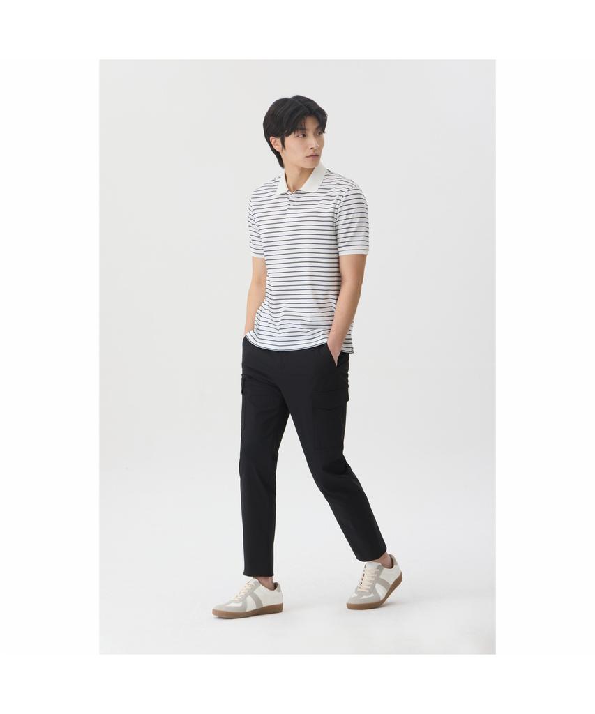 BRENTWOOD [Life Performance] Striped Polo Neck T-Shirt Brtam26002Whx