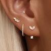 3Pcs Zirconia Flower Heart Huggie Hoop Earrings Set For Women Exquisite Pendant Ear Stud Piercing Jewelry Gift
