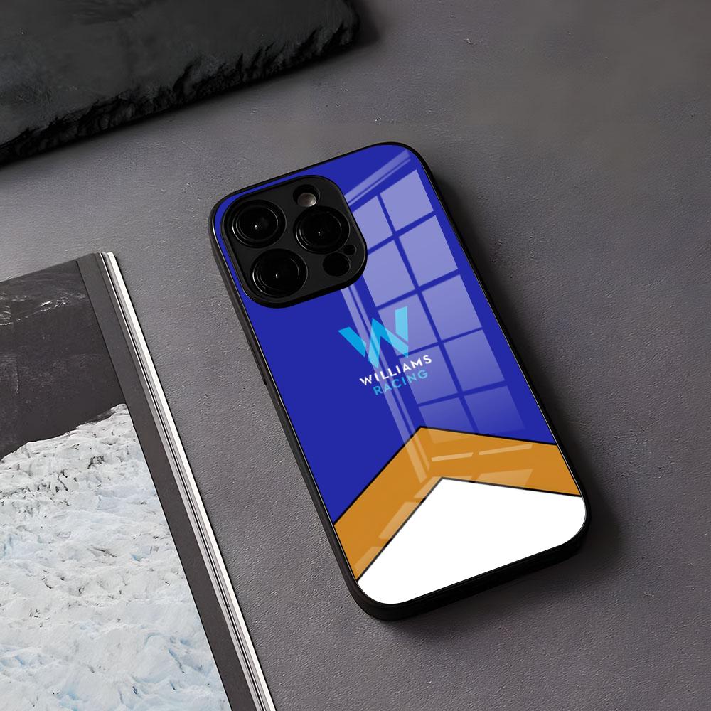 Чехол для телефона W-Williams Racing для IPhone 17 Air 16 E Pro Max 15 14 13 Mini 12 Pro 11 Max Plus Черная стеклянная крышка