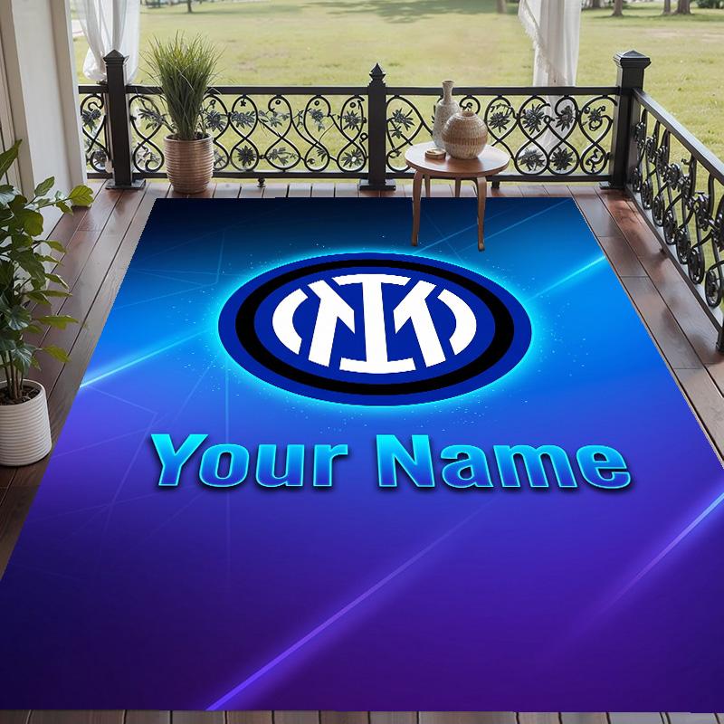 Custom Text Printed Rug Inter Milan Non Slip Floor Carpet For Home Room Decor