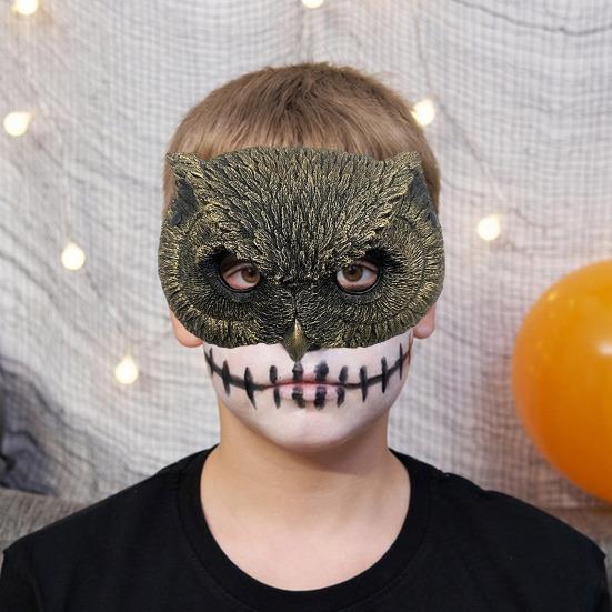 Маска совы Реалистичная полузакрытая маска совы Удобная в носке маска с резинками для костюмированных вечеринок на Хэллоуин