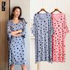 Modal Polka Dot V-Neck Nightdress - Women's Medium-Length, Loose Fit, Short Sleeve Home & Beach Dress