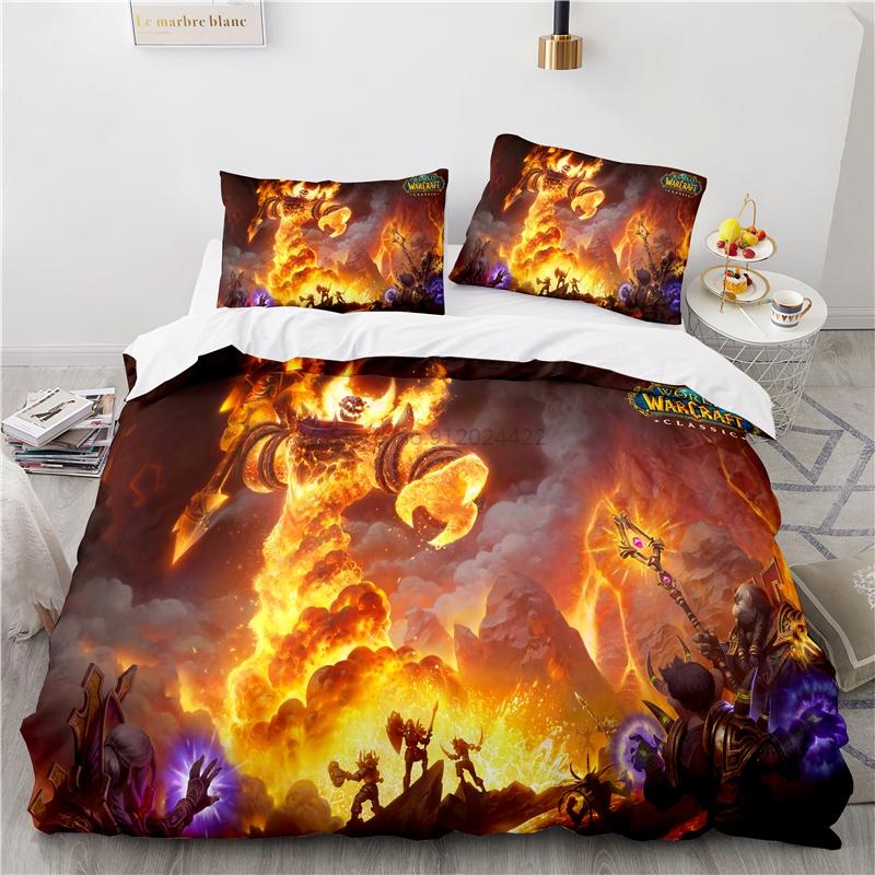 World of Warcraft Games Bedding Set Horde Banner Flag Printed Duvet Cover Set Pillowcase Twin Full Queen King Size Drop Shipping