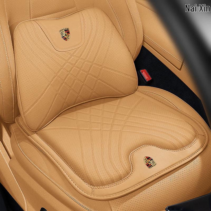 Комплект комфорта для автомобиля Porsche: Подголовник, поясничная поддержка и подушка сиденья для комфорта шеи и спины в Cayenne, Macan, Panamera, 718 и Taycan.