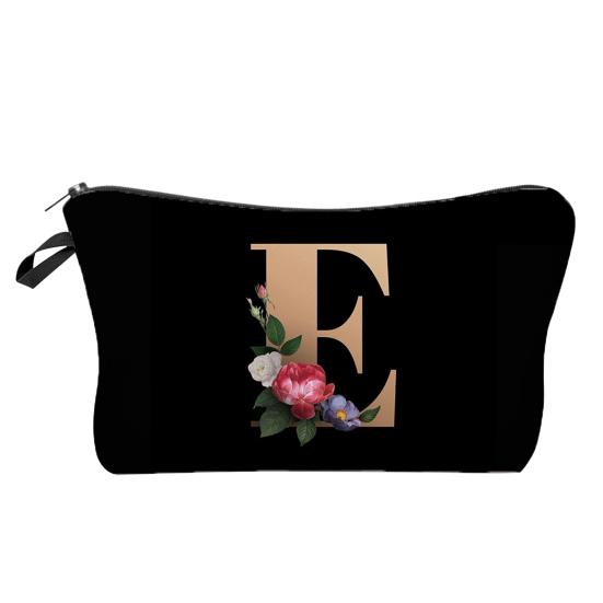 Cosmetic Bag 3D Digital Printing Letter Flower Pattern Female Multipurpose Delicate Pencil