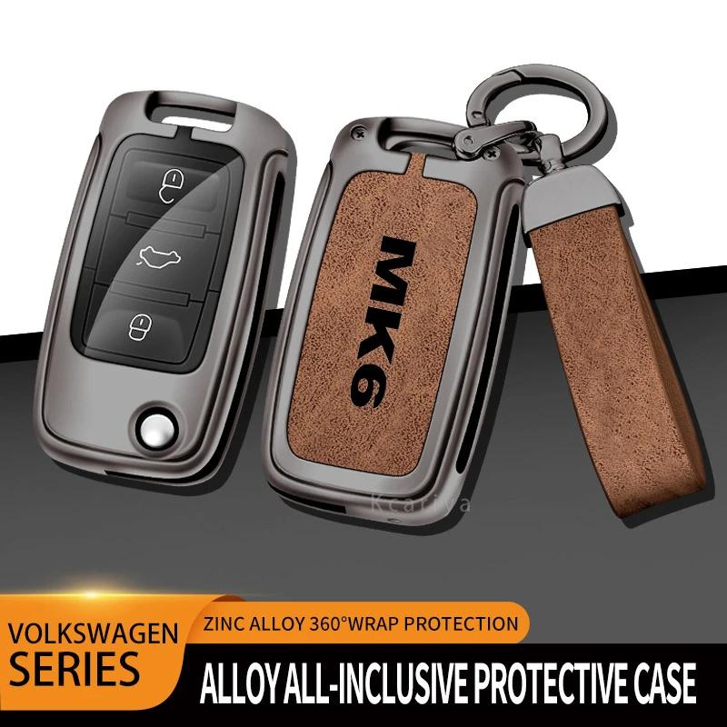 Auto TPU Zinc Alloy Key Case Bag For VW Volkswagen GOLF 6 MK6 Car Key Chain Car Metal Key Shell Interior Decoration Accessories
