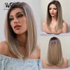 Women's 55cm Hair Golden Brown Long Straight Hair T-shaped Front Lace Rose Hair Net Headwear Pure Hand Woven Lace Wigs Kanekalon Wig