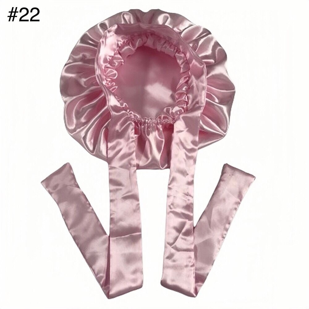 Long Tie Satin Hat Woman Fashion Sleeping Hair Bonnet Double Layer Braids Bonnets