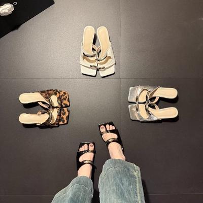 Темпераментный универсальный модный леопардовый принт металл повседневный удобный легкая роскошь женские каблуки