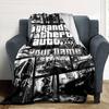Gta Personalized Text Blanket Gift Customizable Blanket Soft & Cozy for Chair Home Decor Nap Bedding Four Seasons Universal