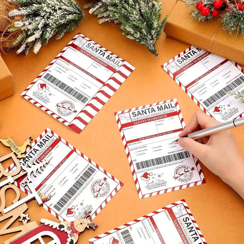 20pcs/Pack, Santa Claus Shipping Label Stickers, Santa Elf Express Mail Tags, Ample Writing Space for Personalizing Every Gift