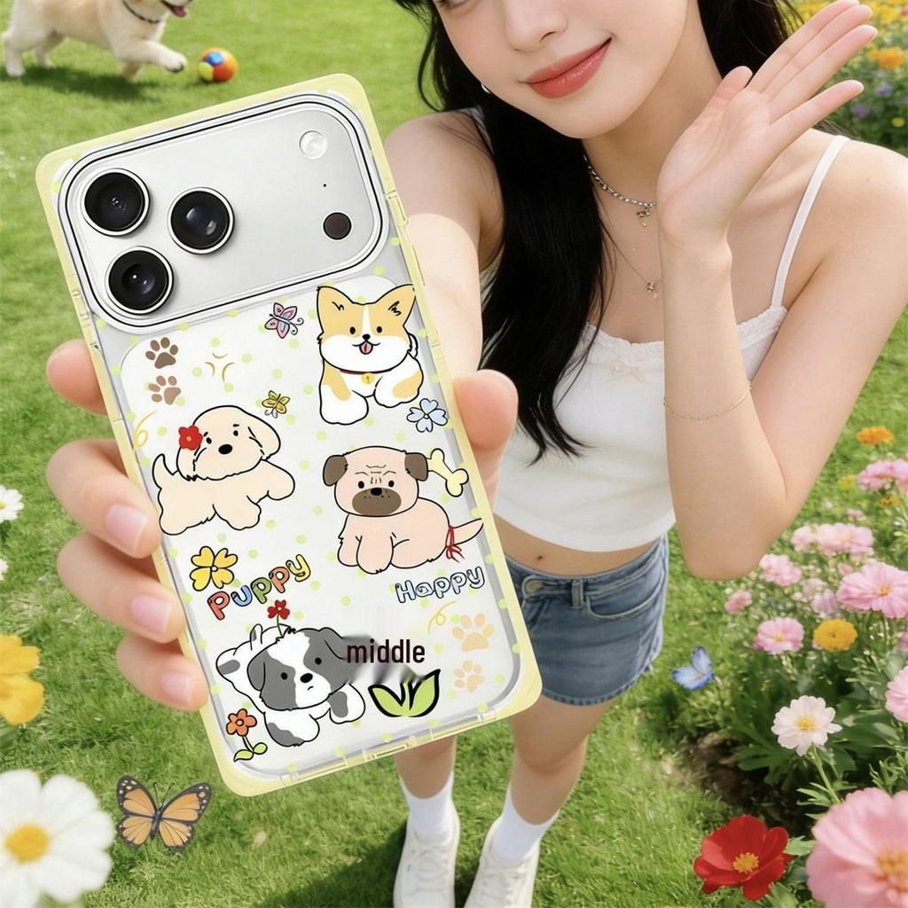 Мультяшный Кристальный Квадратный Чехол-Щенок для iPhone 15/17/16PROMAX - Противоударный Чехол