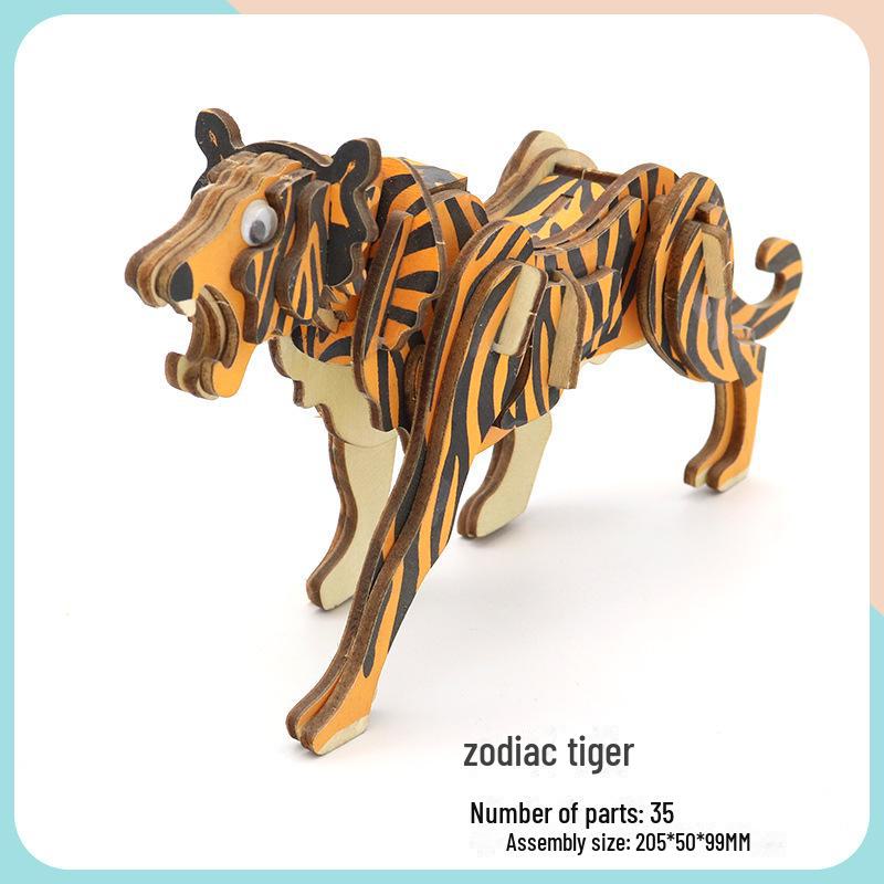 Милые животные DIY 3D деревянная головоломка для детей