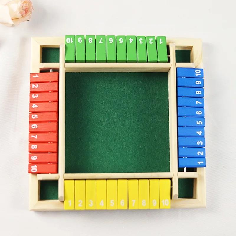 2-4 Player Wooden Math Flaps & Dice Board Box Game Cognitive Thinking Ability Wood Shut-The-Box Instructions Deluxe Adults Kids