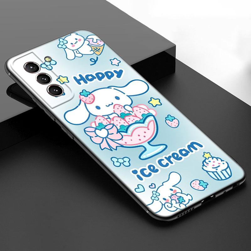 Kawaii Cinnamoroll черный силиконовый чехол для телефона Samsung Galaxy S23 S21 S20 FE S24 S22 Ultra S10E S10 S9 S8 Plus