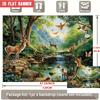 2D Flat Party Backdrop Banner - Forest Animal Park with Deer, Fox, Birds & Stream, Polyester Photo Background for Wedding, Birthday & Family Party