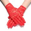 Women Short Goth Party UV Protection Gloves Sunscreen Gloves Bride Lace Gloves Hollow-Out Mittens