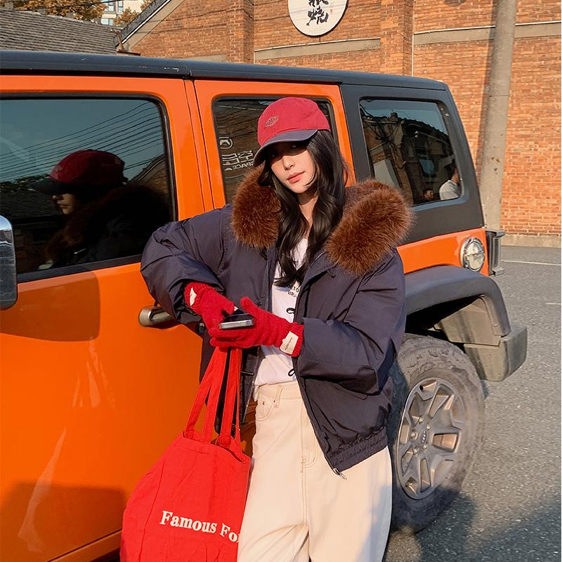 Осень-зима, утепленная теплая парка, женская повседневная милая однотонная Свободная куртка с капюшоном и большим карманом, верхняя одежда