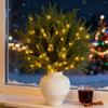 5/10Pcs Lighted Norfolk Pine Branches Christmas Artificial Pine Needle Stem with LED Light Pre-Lit Fake Greenery Plants Pick Party Decoration