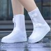 White Shoe Rain Cover Waterproof Overshoes Men Women High Top Reusable Boot Shoe Cover Button Up Water Shoes Protector Galoshes