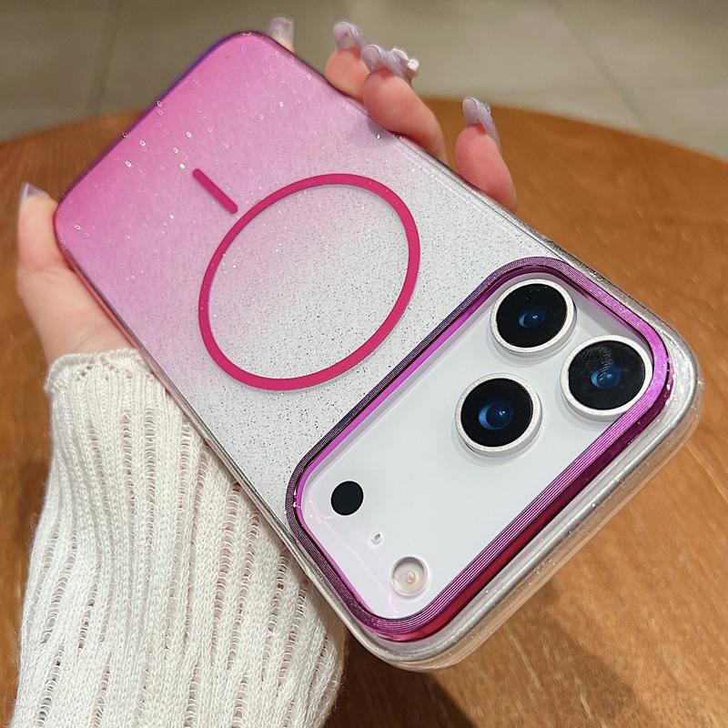 Transparent Starry Sky Glitter Magnetic Attraction Case for IPhone 17Air 16E 15 14Plus 17Pro Hard Silicone Shockproof Back Cover