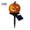 Decorative Lawn Lamps Solar Halloween Pumpkin Garden Stake Light, Waterproof Resin LED Auto on Off Light Lantern, Spooky Yard Lighting for