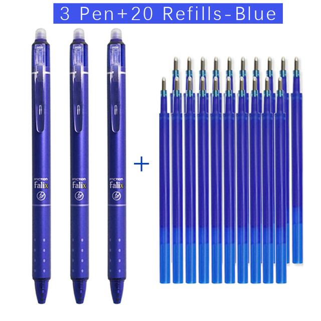 23pcs Large Capacity Erasable Gel Pen Set With 0.5mm Pen Refill Magic Replaceable Rods Washable Handle School Office Stationery