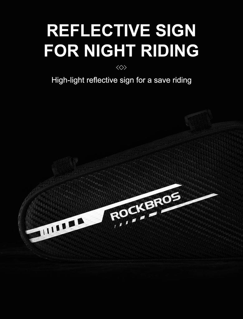 ROCKBROS Bicycle Frame Triangle Bag for Road with Small Item Compartments and for Ample Storage Bag, Bikes, 1.2L Capacity, Knee-Friendly, Dividers,