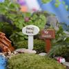 1 Pcs Miniatures Fairy Garden Small Wooden Plaque Resin Sign Board Bonsai Figurines Micro Landscape Creative Gifts Accessories