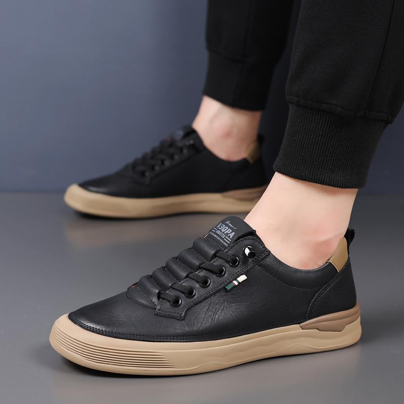 Fashion Handmade Skate Shoes Men All-match Mens Sneakers Male Shoes Classic Men Casual Shoes Lace-Up Men's Leather Outdoor Footwear