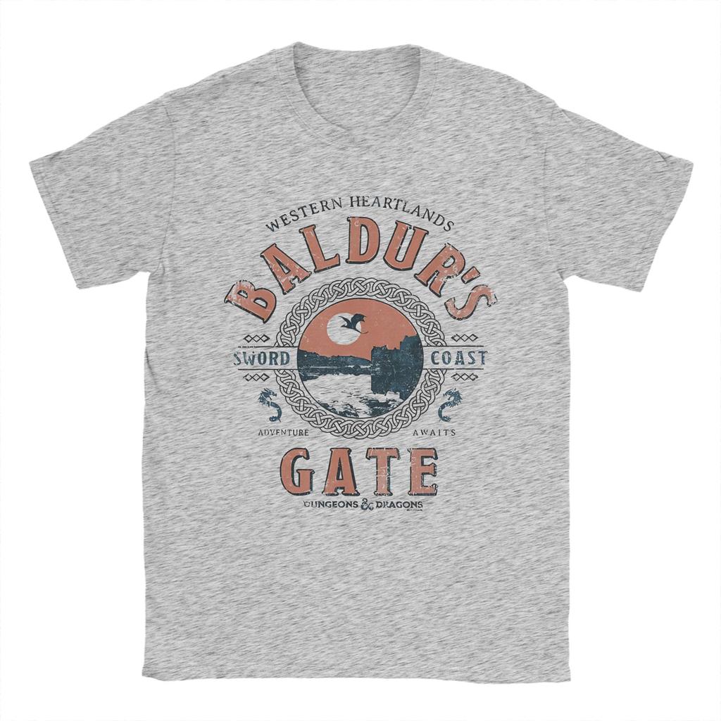 Dungeons Dragons Baldurs Gate Унисекс Футболка Винтажные Футболки С Коротким Рукавом Круглый Вырез Футболка Чистый Хлопок Новое Поступление Одежда